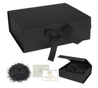 GOTDYBST Large Gift Box Black: 31.5 X 26 X 10.5 CM Present Box With Magnetic Lids,Comes With Bag, Card, Ribbon, Shredded Paper,For Gift Packaging For Festivals, Weddings, Birthdays, Etc.