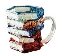 GOTDYBST Painted Book Coffee Mug: Novelty Glass Mug,3D Creative Teacher Gifts,Gifts for Book Lovers, 315ML