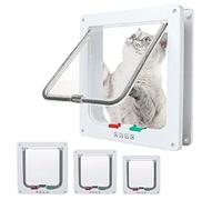 goTeamghjkl Cat Door Flap (Outer Size 7.5" x 7.8"), 4 Way Locking Medium Cat Door for Interior Exterior Doors, Weatherproof Pet Door for Cats Doggie Kitty and Kittens with Circumference < 15.75"