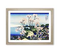 Goten Yama Hill, Shinagawa On The Tokaido By Katsushika Hokusai Asian Japanese Framed Wall Art Print, Ready to Hang Picture for Living Room Bedroom Home Office Décor, Oak A4 (34 x 25 cm)