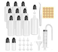 GOTFUN 10 Pack 100ml Plastic Dropper Bottles, Empty Squeezable Dropper Bottles 2x10ml Eye Dropper Dispenser Bottles with Syringe Funnel Transfer Pipette Label Tube Tweezer for Liquid Laboratory