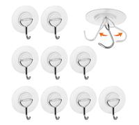 GOTFUN 10 Pcs Self Adhesive Sticky Hooks -Transparent Sticky Hooks for Hanging 4kg, Waterproof Adhesive Wall Hooks Heavy Duty for Hanging Kitchen Bathroom