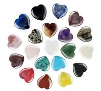 GOTFUN 20 Pcs Healing Crystals Heart Gemstones Crystals Multicolour Natural Chakra Crystals Set Reiki Puff Love Palm Pocket Stone for Yoga Relax Accessories Home Garden Wedding Decor