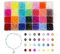 GOTFUN 2200Pcs 6mm Acrylic Crystal Beads, 28 Colors Crystal Faceted Bicone Beads, Transparent Rainbow Loose Craft Beads for DIY Jewelery Bracelets Necklaces Earrings