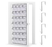 GOTFUN Hanging Shoe Storage, Sturdy Over the Door Shoe Storage Organiser with 28 Pockets and 4 Hooks, Versatile Over Door Wardrobe Shoe Rack for Bedroom Bathroom Closet Organization