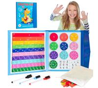 GOTFUN Magnetic Fraction Educational Puzzle, Dinosaur Theme Montessori Math Manipulatives with Fraction Tiles & Circles, Dry Erase Markers & Storage Bag for Preschool to Elementary Kids