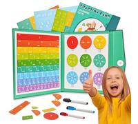 GOTFUN Magnetic Fraction Educational Puzzle, Magnetic Fraction Puzzle Set for Children, Magnetic Score Disk Demonstrator, Montessori Magnetic Book for Children With 3 magnetic erasable colored markers