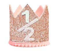 GotGala 1/2 Birthday Crown 6 Months Birthday Decorations Little Princess Sweet Half Birthday Hat Photo Props Light Pink 1/2 Way To One Decoration (Crown)