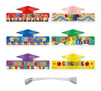 GotGala 6 Pcs Preschool Paper Graduation Crown for Kids Colorful Adjustable Paper Hats Graduation Congrats Hats for Kindergarten Student Grad Ceremony Party Supplies