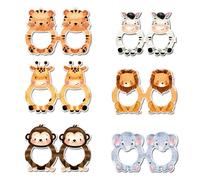 GotGala 6Pcs Safari Jungle Animal Birthday Sunglasses Party Favors, Paper Glasses Animals Photo Booth Props for Forest Costume Accessories Woodland Farmhouse Cospaly Baby Shower Party Supplies
