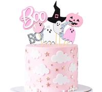 GotGala 7 PCS Cute Pumpkin Ghost Boo Spider Web Cupcake Toppers for Halloween Themed Baby Shower Birthday Party Supplies