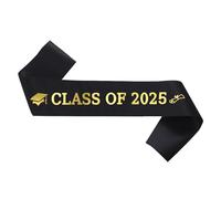 GotGala Black Graduation Sash Gold Glittery Class of 2025 Graduated Satin Sash for 2025 Graduation Party Decorations (Black)