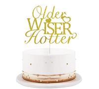 GotGala Older Wiser Hotter Cake Topper Funny 30TH Birthday Cake Decoration for Men Women 30th 40th 50th 60th 70th 80th Birthday Disco Party