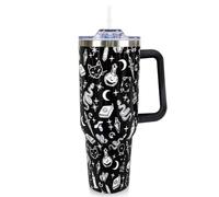 Goth 40 Oz Tumbler with Handle and Straw Halloween Gothic Coffee Travel Cup Mug Water Bottle Drinking Glass, Unique Gothic Witchy Goth Gifts for Women, Halloween Goth Gift Ideas, Goth Accessories