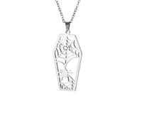 Goth Bat Coffin Pendant Necklace Women Neck Chain Gothic Ghost Spider Web Party Jewelry Gift