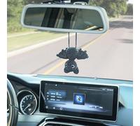 Goth Bat Crochet Car Mirror Hanging Accessories Decor, for Your Women Men Aesthetic Car Rearview Interior Dangle Charm Decorations, Halloween Rear View Mirror Pendant Ornament