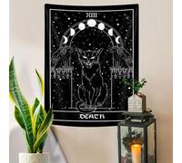 Goth Black Cat Tapestry, Gothic Tarot Witch Vertical Wall Hanging For Men, Black And White Aesthetic Anime Witchcraft Art For Bedroom Living Room Poster, 40X60Inch