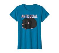 Goth Black Guinea Pig, Antisocial T-Shirt, Women, Sapphire Blue, Medium