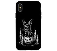 Goth Bunny Emo Rabbit on Pumpkin Gothic Halloween Case for iPhone X/XS