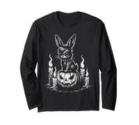 Goth Bunny Emo Rabbit on Pumpkin Gothic Halloween Long Sleeve T-Shirt