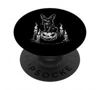 Goth Bunny Emo Rabbit on Pumpkin Gothic Halloween PopSockets Adhesive PopGrip