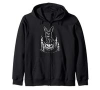Goth Bunny Emo Rabbit on Pumpkin Gothic Halloween Zip Hoodie