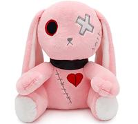 Goth Bunny Plush, Creepy Cute Stuffed Rabbit for Alternative Easter Gift, Spooky Decor for Teens and Horror Collectors