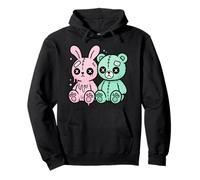 Goth Bunny Teddy Bear Creepy Kawaii Horror Plush Doll Weird Pullover Hoodie
