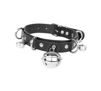 Goth Choker Collar Women Adults Bell Choker Festival,Black Width 2.5cm | PU leather width 2.5cm neck 47cm bell accent gothic punk design for cosplay Halloween parties role play