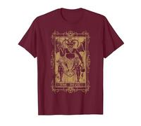Goth Clothing Tarot Card The Devil Witchy Occult Horror T-Shirt, Men, Burgundy, Medium