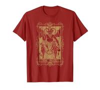 Goth Clothing Tarot Card The Devil Witchy Occult Horror T-Shirt, Men, Cranberry Red, Medium