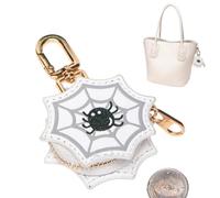 Goth Coin Purse PU Leather Mini Keychain Pumpkin Spider