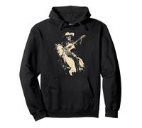 Goth Cowboy Skeleton Playing Guitar Western Gothic Rodeo Pullover Hoodie