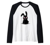 Goth Creepy Cute Bunny Dark Grunge Alt Horror Gothic Rabbit Raglan Baseball Tee