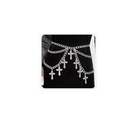 Goth Cross Belt Punk Hip Hop Waist Chain Belly Chains for Women Waist Chain Corset Raven Belt Grunge Belt Halloween Emo Accessories Pirate Waist Chain, Middle, Non-Precious Metal, No Gemstone