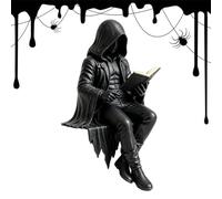Goth Desk Decor | Fantasy Robed Resin Statue | Gothic Kitchen Decor | for Shelf Tabletop Desktop Bookcase Corner Cabinet Library Room Garden Reading