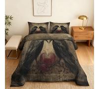 Goth Duvet Super-King Size, Bird Love Gothic Coverless Duvet Double 10.5 Tog, Goth Bedding Set with Pillow Case, Bedroom Decor Quilt, Gifts, S0B568