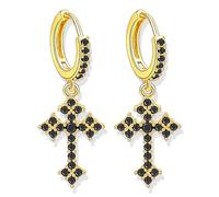 Goth Earrings for Women&Men Grunge Emo Y2k Earring Dangle Cross Earrings Rhinestone Gothic Punk Huggie Small Hoop Earring Halloween Christmas Jewelry Gifts, Middle, Copper, No Gemstone