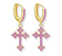 Goth Earrings for Women&Men Grunge Emo Y2k Earring Dangle Cross Earrings Rhinestone Gothic Punk Huggie Small Hoop Earring Halloween Christmas Jewelry Gifts, Middle, Copper, No Gemstone