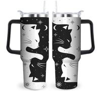 Goth Gifts for Women Cat Gothic Tumbler Coffee Mug for Women Cat Lover Gifts for Women - 40 Oz Stainless Steel Insulated Cat Cup With Handle and Straw