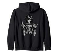 Goth Girl, Funny Emo Punk Skeleton, Dark Art Zip Hoodie