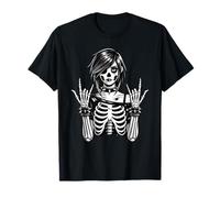 Goth Girl, Funny Emo Punk Skeleton, Grunge Black and White T-Shirt