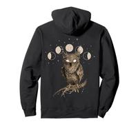Goth Gothic Dark Owl Moon Phase Pullover Hoodie
