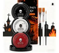 Goth Halloween Makeup Kit with Red, Black & White, Face Body Paint Kit