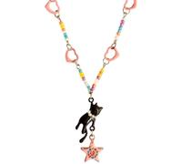 Goth Harajuku Black Cat Star Bowknot Pendant Beaded Choker Necklace Korean Fashion Charms Girl Women Jewelry Accessories