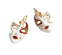 Goth Masquerade Mask Stud Earrings Stainless Steel Enamel Opera Phantom Mask Statement Studs Earring Novelty Venetian Carnival Themed Jewelry for Women Mardi Gras Party
