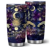 Goth Moon Tumbler,Halloween Witch Travel Mugs, Gothic Moon Phase Black Vacuum Insulated Stainless Steel 20 Oz Witchy Tumbler Cup,Halloween Spooky Gifts for Women Goth Mystery Coffee Tumblers,1 Pcs