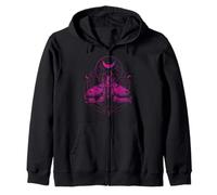 Goth Moth And Crescent Moon Creepy T-Shirt Gift For Goths Zip Hoodie