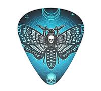 goth moth Dead skull moon Celluloid Guitar Picks Plectrums for Guitar Bass Ukulele 0.46mm/0.71mm/0.96mm (Pack of 12)