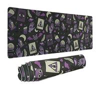 Goth Mouse Pad XL, Gothic Extended Large Gaming Mouse Pad, Black Purple Witch Mouse Pad Mousepad, Kawaii Long Big Mouse Mat, Spooky Halloween Witch Goth Desk Accessories Stuff Decor, 31.5 X 11.8 Inch